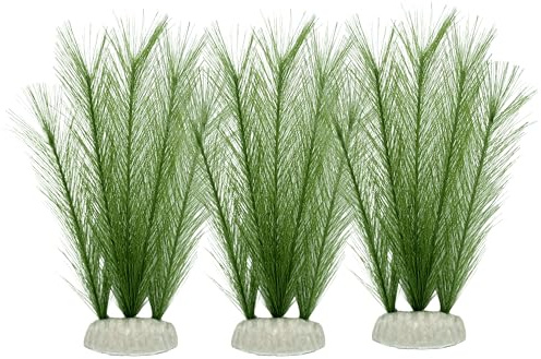 M2cbridge Piante acquatiche artificiali in seta verde per acquario, decorazione per acquario, confezione da 3, 20,3 cm