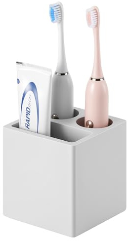 Luxspire Toothbrush Holder, 3 Slots, Light Gray | Diatomite, Fast Drying, Toothbrush Holders for Bathroom, Toothbrush and Toothpaste Holder for Countertop