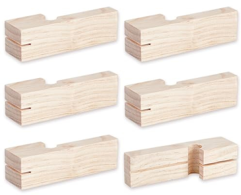 AHANDMAKER 3 pares de bloques de construcción de madera para albañilería, bloques de hormigón, portacables de madera portátiles, soporte para herramientas de albañilería, estabilizador de línea recta