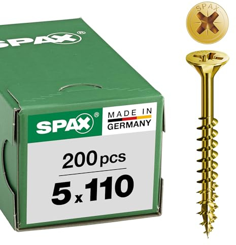 SPAX - Universal bolts, Countersunk head, Phillips/pozidriv Z, 4CUT, Part thread, Yellow zinc plated passivated A2L - 0291020350305 - Galvanised Yellow, 0.20x4.33
