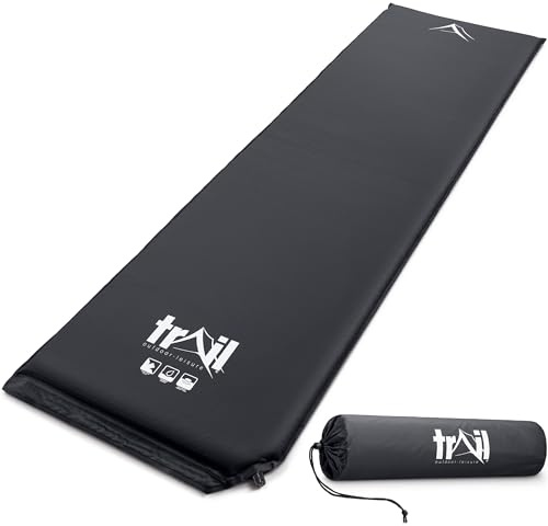 Trail Self Inflating Camping Mat, 3cm, Single | Expanding Foam Core, Water-Resistant PU Shell, Roll Straps & Carry Bag