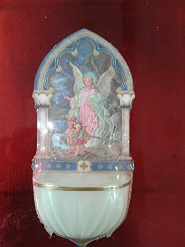 Catholique Gifts – Ange Gardien du Bénitier avec ornements dorés Motif lumineux.