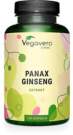 PANAX GINSENG Rojo Coreano| 4800 mg | 20% de ginsenósidos | 120 Cápsulas | NOOTROPICO Memoria y Concentración | Vegano & Sin Aditivos | Vegavero®