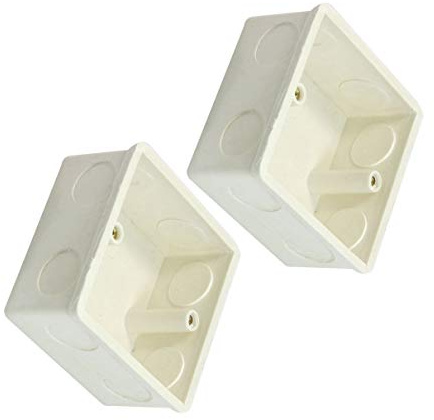 Aexit 2 Pcs Wall Plates & Accessories 77x77x38mm White PVC Flush-Type Wall Mounted Single Gang Wall Plates Junction Box