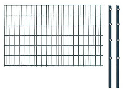 Doppelstabmattenzaun - Komplettset inkl. Pfosten und Montagematerial - Verschiedene Längen und Höhen – Grün oder Anthrazit (L 12 m | H 123 cm | Anthrazit)