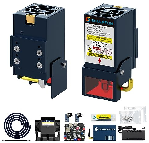 SCULPFUN S9-S3022W Officiellt uppgraderingssats för S9/S6 PRO/S30/S30PRO/S30 PRO MAX till S30 Ultra 22 W lasergravyrmaskin innehåller en 22 W lasermodul, ett 32-bitars moderkort, en höghastighets-luftassist