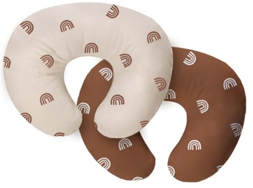 Juego de 2 Fundas de cojín de Lactancia Neutras para cojín de Lactancia de 57,1 x 45,7 cm para bebé niño y niña, Funda de cojín de Lactancia Neutra (Estilo arcoíris Bohemio)