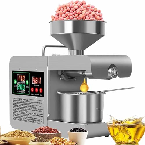 PixCy Oil Press Machine, 820w Commercial Automatic Oil Extractor Presser, Stainless Steel Home/Commercial Oil Expeller For Corn/Coconut/Peanut/Sunflower Seeds,220V