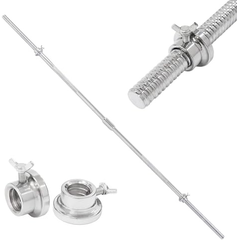 ALLINLIFE Barra de Pesas 180cm, Barra Recta Desmontable 28mm de Diámetro cromado, 2 Tuerca, Acero Resistente, Agarre Antideslizante, Barra de Levantamiento de Pesas, Barra Olímpica en Gym Casa