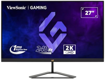 ViewSonic VX2758A-2K-PRO-3 Gaming Monitor 27 Zoll 2K QHD, 240Hz, 1ms MPRT, 99% sRGB, IPS, FreeSync Premium & G-Sync Kompatibel, HDR10, 2 x HDMI 2.1, DP