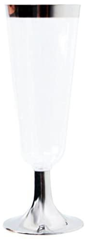 KWMAEEUID Bicchiere da Vino in Vetro, da Champagne, 6 Pezzi, con Bordo in plastica, per Gelato al Vino Rosso, degustazione in Oro Rosa, Dessert (150 ml Argento)