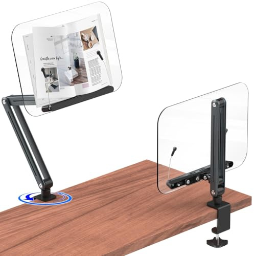 Zwfjcmsa Estantería con abrazadera de escritorio para leer, diseño ergonómico, ajustable a 20 pulgadas con base giratoria, soporte para libros de cocina A