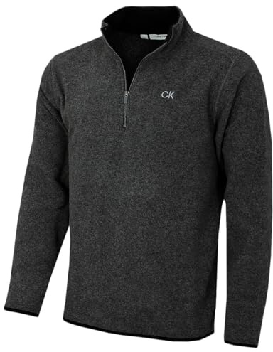 Calvin Klein Mens Polar Fleece 1/2 Zip Sweater - Charcoal Marl - L