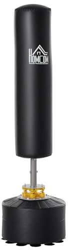 HOMCOM Saco de Boxeo de Pie para Adultos 170cm Altura Ajustable en 3 Niveles Punching Ball con Base Rellenable de Arena 45 kg o Agua 30 kg para Hogar Gimnasio Negro