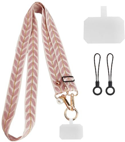 CHAOTEMAI Lanière pour Téléphone Suspendre 38-64cm Sangle Crossbody Universelle Téléphone Chaîne Universelle Lanière de Clés Lanière Transversale Lanière Accessoire Telephone Portable(Rose)