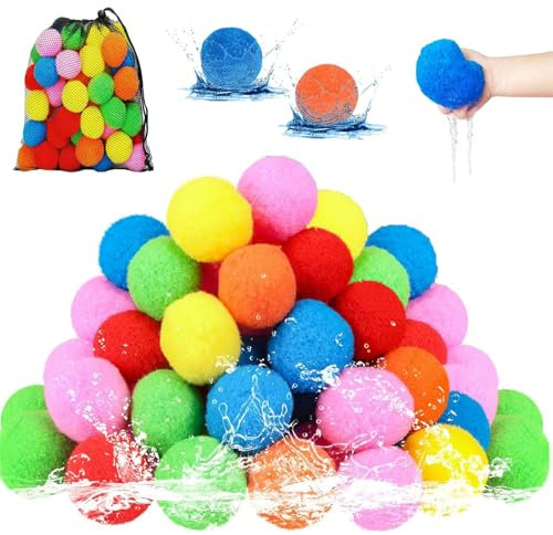 Reusable Water Sponge Balls, Kiddospace Reusable Water Sponge Balls, 2025 New Pool Water Balloons for Outdoor Toys and Games, Summer Soft and Safe Toys for Pool, Beach, Backyard (30 Pcs)