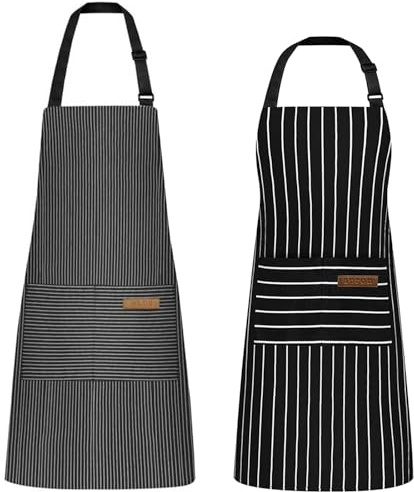 Hwtcjx Delantal Antiincrustante y Ajustable, Delantal de Cocina, 2 Piezas