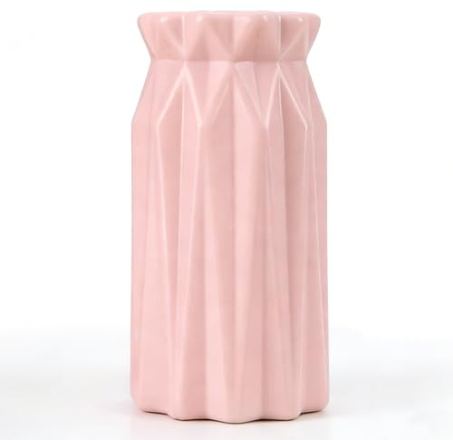 Eastrise Plastic Vases, Nordic Geometric Flower Vases (Pink) | Vases for Dried/Fresh Flowers, Unbreakable Desktop Decor for Living Room, Kitchen, Office, Wedding