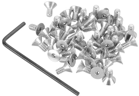 PATIKIL 50Pcs #4-40 X 1/4 Tornillos De Cabeza Plana UNC | Con Hueco Hexagonal, Tornillos Avellanados, 304 Acero Inoxidable (18-8), Para Industria Maquinaria Y Hogar