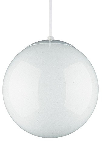Generation Lighting 6020-15 Leo Globe One-Light Pendant Hanging Modern Fixture, 10, White Finish