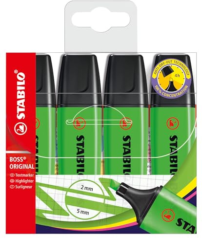 STABILO - Textmarker - BOSS ORIGINAL - 4er Pack - grün