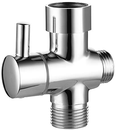 Ciencia Metal T-adapter with Shut-off T Valve, 7/8 or 15/16 and G1/2 3-way Water Tee Connector,for Handheld Toilet Bidet Spray Bathroom,Chrome, DSF006