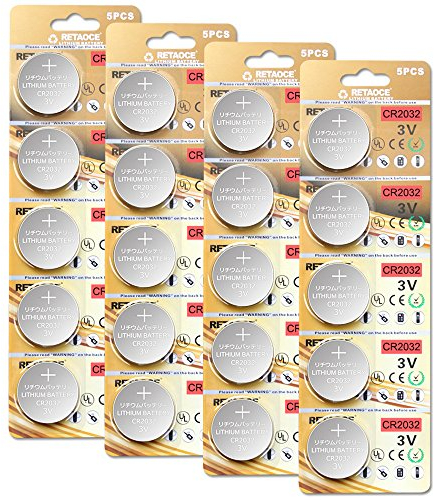 GutAlkaLi Batería de Litio CR2032 3V, botón electrónico de la célula de la Moneda para los Relojes de Las calculadoras de los Juguetes (20 Pilas)