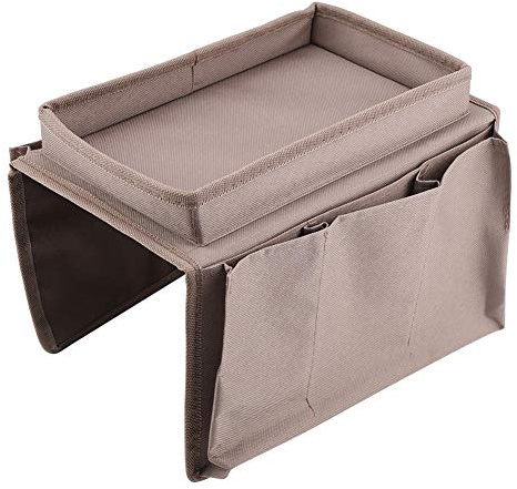 Wifehelper Sofá Sofá Silla Reposabrazos Organizador Carrito Colgante TV Control Remoto Soporte para Revistas Organizador de Almacenamiento Sofá Bolsa de Almacenamiento con Bandeja Portavasos(marrón)