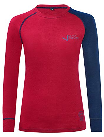 Black Crevice Camiseta de manga larga para mujer de lana merino