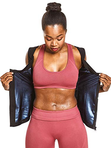 Sweat Shaper Women's Sauna Shirt Zip Tank for Gym, Exercise Sauna Suit (Black, S/M)