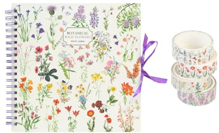 Album fotos Scrapbook + Set Washi tapes Botanical Wild Flowers