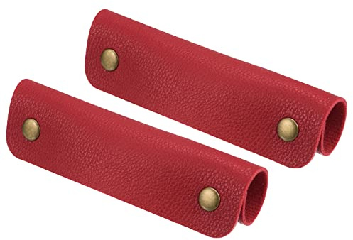 PATIKIL Equipaje Manija Envoltura, 2 Paquete PU Bolso Agarre Cubierta Protector Identificador con Cierre para Maleta Supermercado Compras Bolsa, Rojo