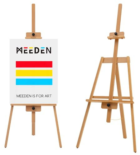 MEEDEN Art Painting Easel: A Frame Solid Beech Wooden Easel, Easel Stand for Painting, Artist Easel Holds Canvas up to 43, Natural