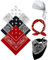 BPTRKOM 3 Stück Bandana- Bandana Kopftuch Damen und Herren, Bandanas mit Muster,Headwear Haar Schal Ansatz Handgelenk Kopf Biker(Schwarz+Rot+Weiß)