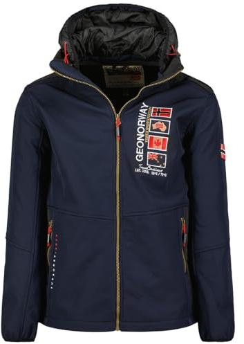 Geographical Norway Talgare Men Veste Softshell Capuche Homme Impermeable - Manteau Outdoor Blouson Coupe Vent Tactique Resistant - Randonnee Ski Automne Hiver Printemps (Marine XL)