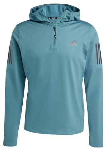 adidas Herren Own The Run Winterized Hooded Half-Zip, Preloved Teal, L