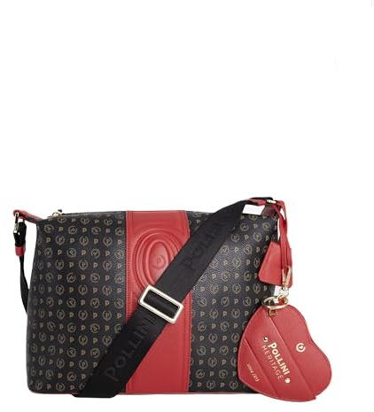 Pollini Borsa a Spalla 70°Anniversario Heritage Nero e Rosso