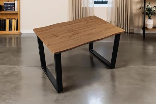 SAM Esstisch Josy | 120 x 80 cm | Holz Wildeiche-Optik | U-Gestell Metall schwarz | 40 mm Tischplatte mit Baumkante | Tisch für Esszimmer & Küche