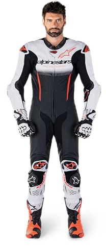 Alpinestars GP-R7 1-delad motorcykel läderdräkt, weiß/schwarz/rot, 54