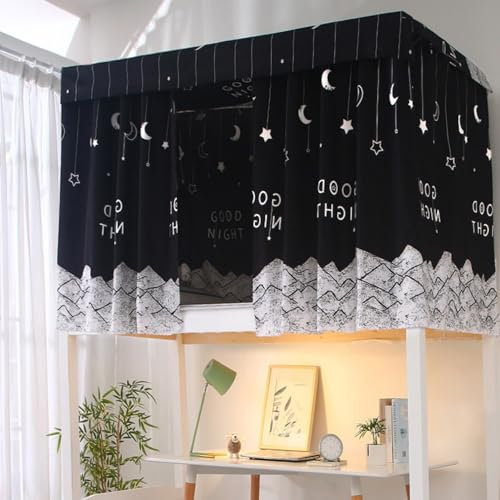 TINGSING Loft Bed Privacy Curtains, 2-Pack Breathable Dustproof Blackout Drapes for Single Sleeper Bunk Bed, Home and College Dorm Canopy Tent for Ultimate Privacy (Black)