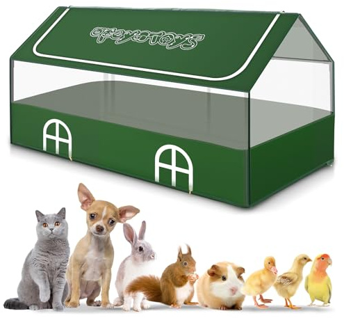 Small Animal Playpen,Rabbit Play Pen, Guinea Pig Cages for Indoor Outdoor,Portable Chicken Coop,Puppy Play Pen with Waterproof Floor for Guinea Pig,Chicken,Hamsters, Hedgehogs,Bunny, Green L