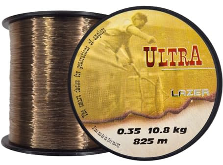 LAZER LINE ULTRA Carp Monofil Angelschnur 825m DIA 0,35mm Test 10,8kg Karpfenangeln Schnur - Karpfen Angeln - Grundangeln - Monofilament Angelsehne - Nylonfaden Vorfach – Vorfachschnur - Method Feeder