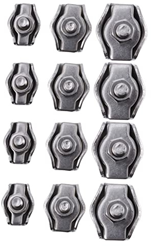 ROMISBABA 12pezzi Morsetti Per Cavi in Acciaio Inossidabile Kit Di Morsetto Singolo Bullone Per Fissare Cavi in Acciaio Ampiamente Utilizzati Nell Industria Arredamento