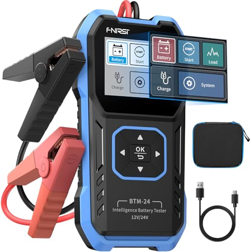 FNIRSI BTM-24 Car Battery Tester 12V 24V, 0-2000 CCA Automotive Alternator Tester, Battery Life Voltage Internal Resistance Charging Load Cranking Analyzer for Car SUV Pickup Truck ATV Motorcycle Boat