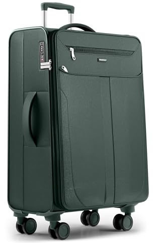 Travely Valigia XL in tessuto - Grande valigia da viaggio con 4 ruote e lucchetto TSA - morbida leggera con soffietto espandibile, realizzata in materiale resistente agli strappi e idrorepellente