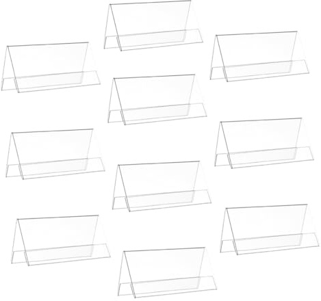 ifundom Lot de 10 Porte-Plaque Nominative Double Face en PET 1Mm Incassable Format 120 X 60 MM Transparent Support de Placement Stable pour Réunions Bureaux et Séminaires