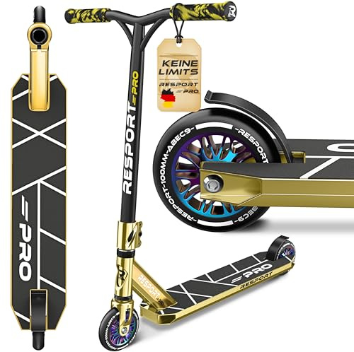 RE:SPORT Trottinette Freestyle REVO Pro avec Support | Stunt Scooter Professionnelle pour Enfants et Adultes | Trottinette Cascade Roues en polyuréthane et Barre en Y, roulement à Billes ABEC 9