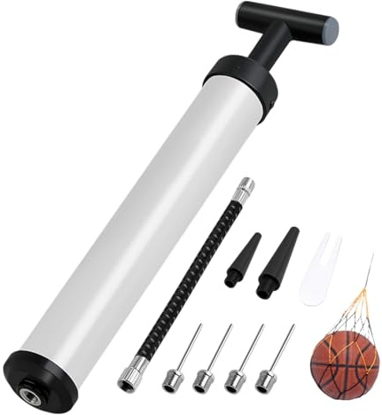 Oxxggkao Pompe per palloni sportivi con ago, ugello, tubi di prolunga, sistema di gonfiaggio push & pull per pallavolo, pallacanestro, pompe per palloni sportivi con ago