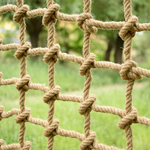 Säkert staketnät mot fall för barn och husdjur – hållbart hamparep klättringsnät för utomhuslekplatser, trädgårdsväxtstöd, fågelklättring, takhängande säkerhetsnät