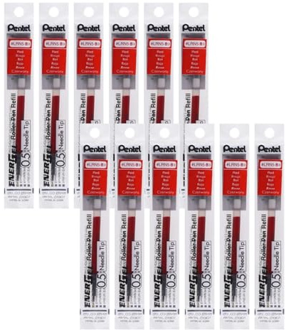 Pentel 0.5 mm EnerGel Ink Refills - Red Ink (Pack of 12 Refills)